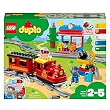 LEGO DUPLO Dampfeisenbahn, Eisenbahn-Spielzeug aus LEGO Steinen mit Tierfigur, Zug-Spielzeug für...